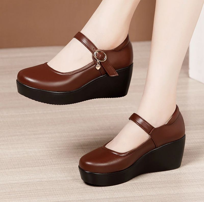 Ines Dames Comfortabele Platform Schoenen - Rood