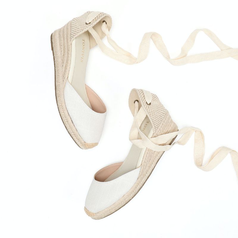 Isabel Dames Vetersandalen Wedges - Wit