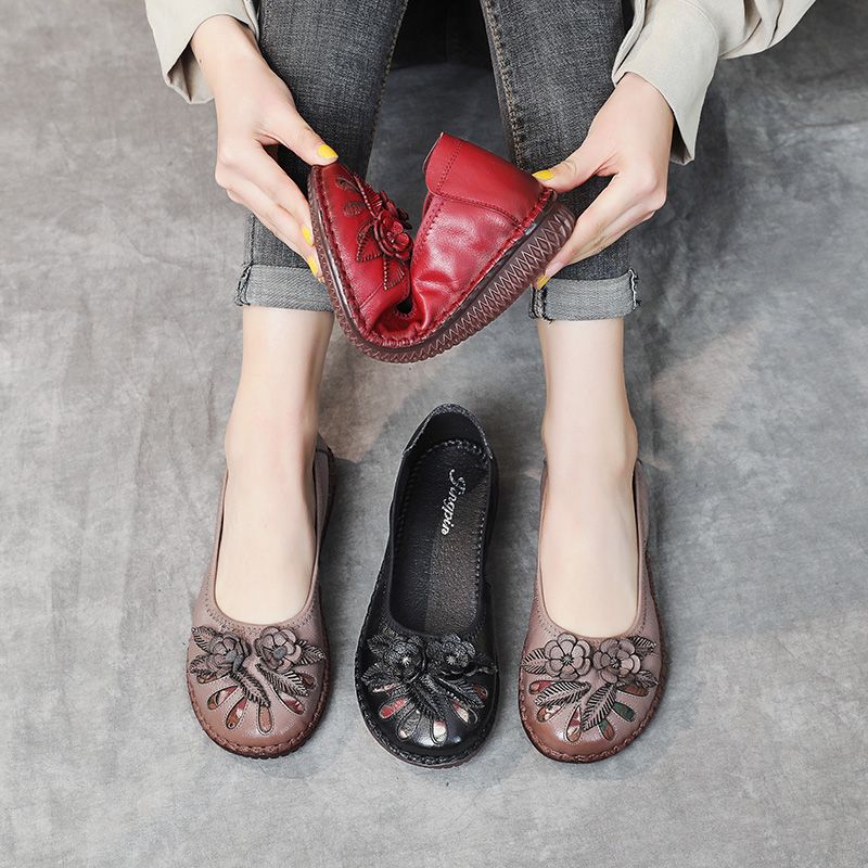 Isabelita Dames Platte Leren Schoenen - Zwart