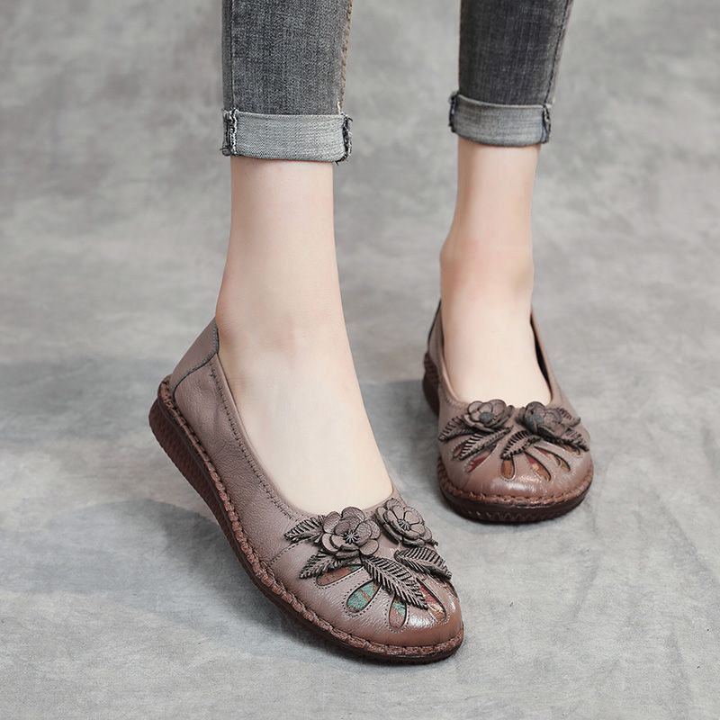 Isabelita Dames Platte Leren Schoenen - Zwart