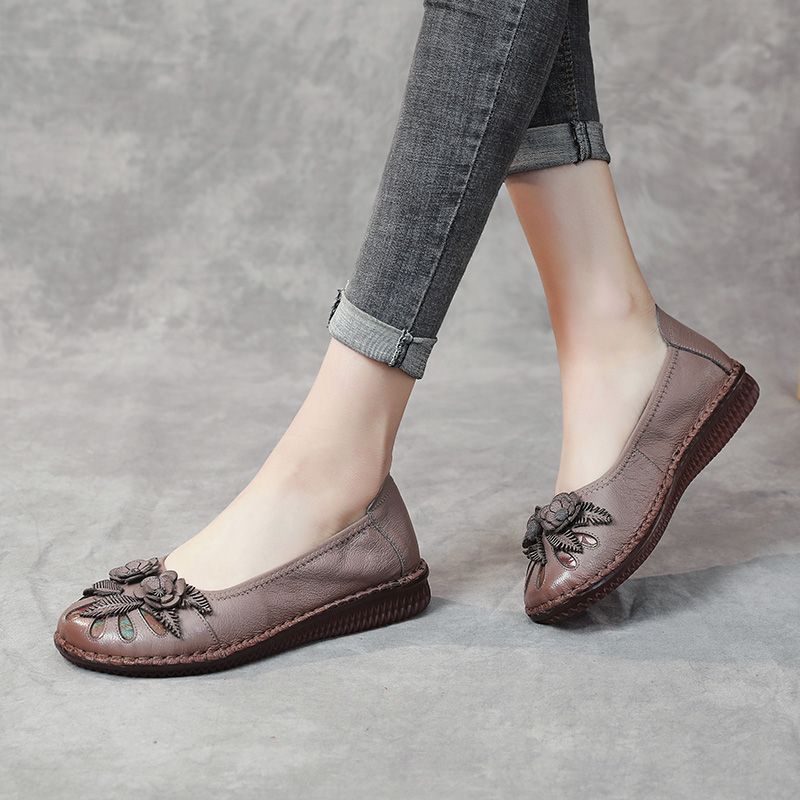 Isabelita Dames Platte Leren Schoenen - Zwart