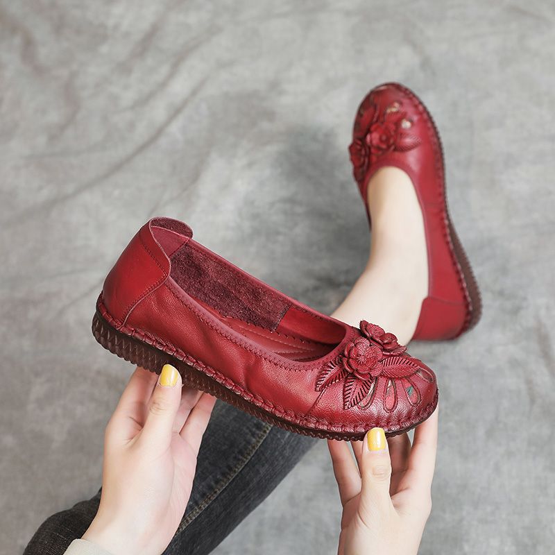 Isabelita Dames Platte Leren Schoenen - Zwart