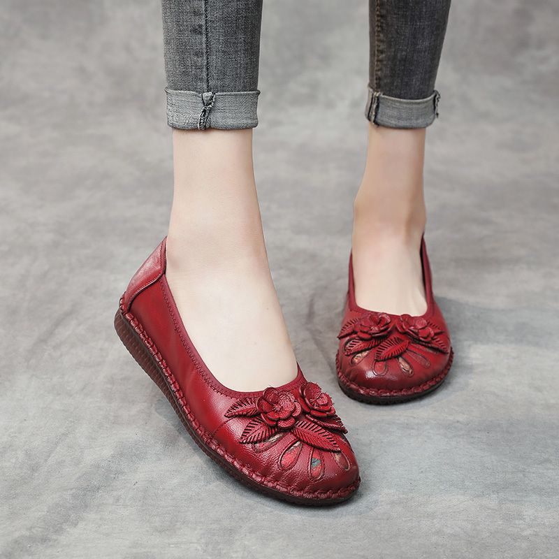 Isabelita Dames Platte Leren Schoenen - Zwart