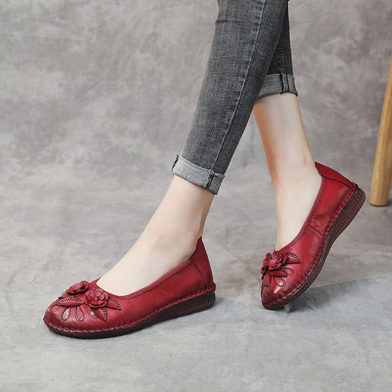 Isabelita Dames Platte Leren Schoenen - Zwart