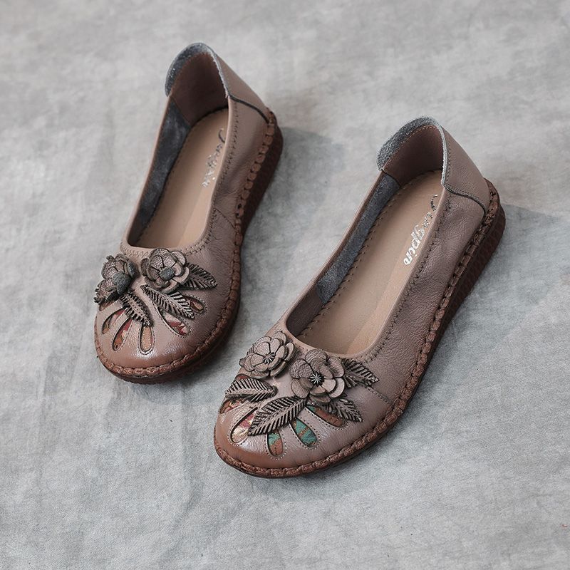 Isabelita Dames Platte Leren Schoenen - Zwart