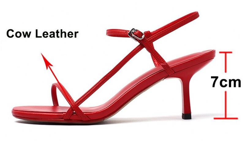 Isnarda Dames Leren Zomer Sandaal - Rood