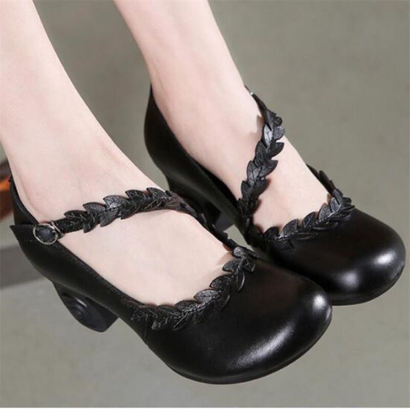 Iza Dames Leren Pumps - Zwart