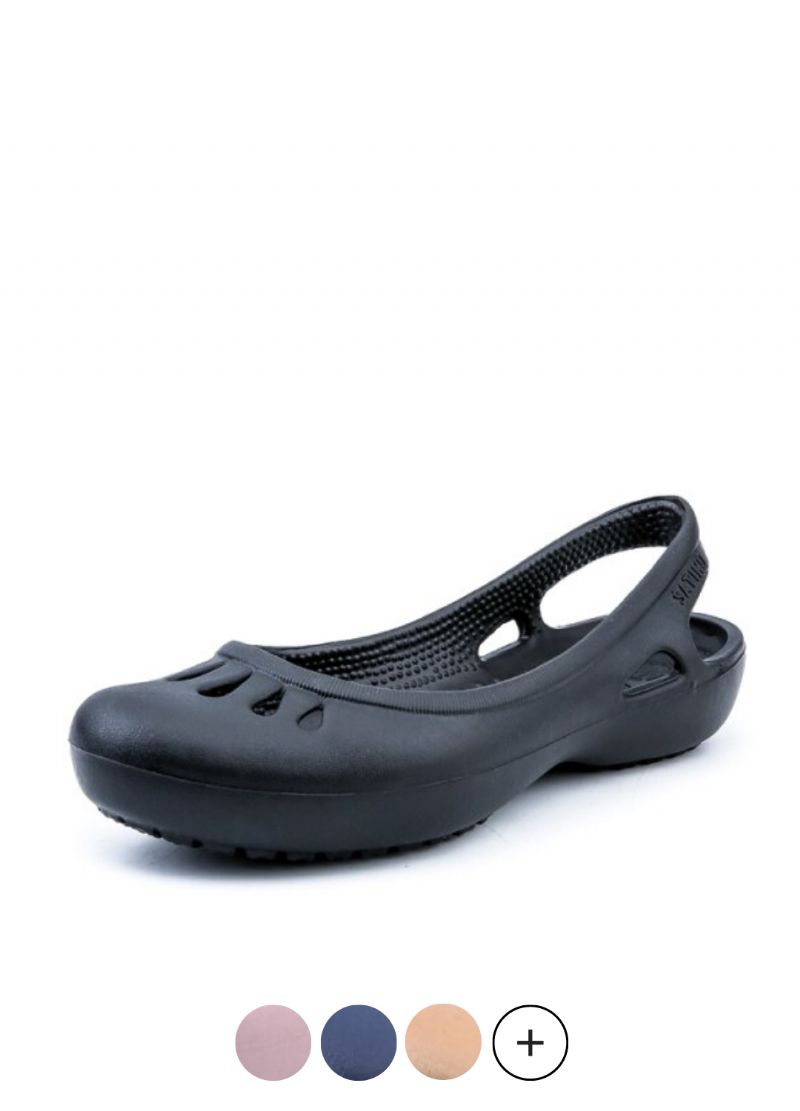 Iza Dames Slip-on Platte Ademende Zomer Zwarte Schoenen