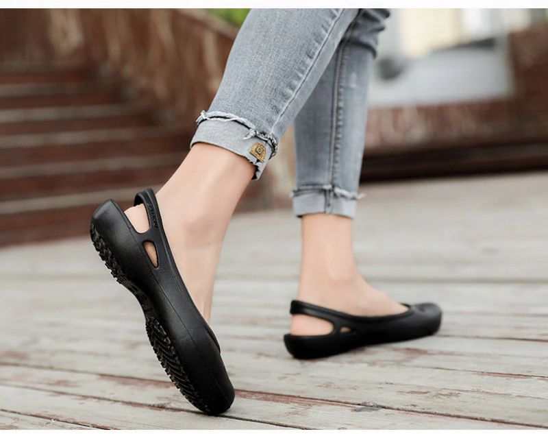 Iza Dames Slip-on Platte Ademende Zomer Zwarte Schoenen - Zwart