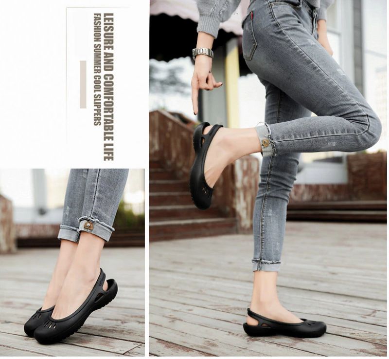 Iza Dames Slip-on Platte Ademende Zomer Zwarte Schoenen - Zwart