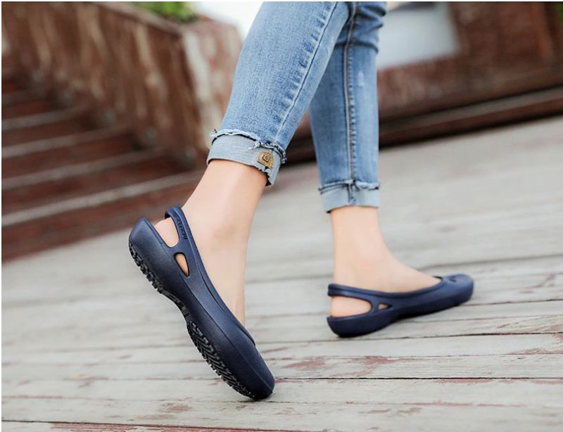 Iza Dames Slip-on Platte Ademende Zomer Zwarte Schoenen - Zwart
