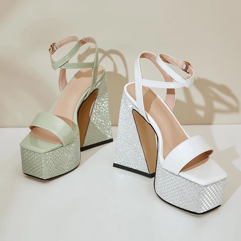 Jade Dames Platform Sandaal - Groen