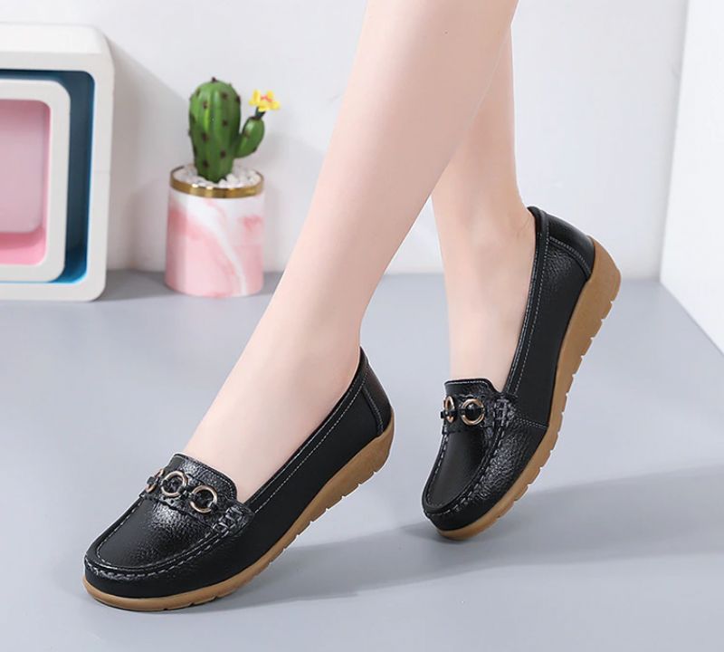 Jaida Dames Loafer Leren Zwarte Schoenen - GatZwart