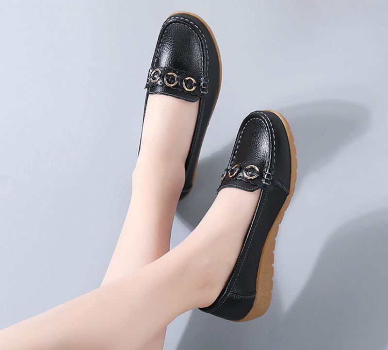 Jaida Dames Loafer Leren Zwarte Schoenen - GatZwart