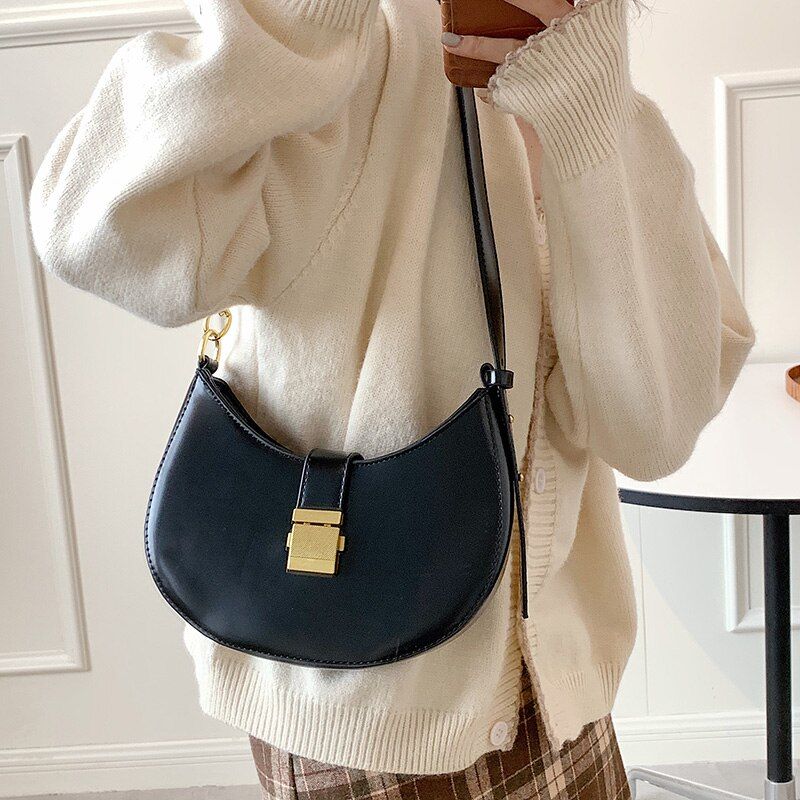 Jaxyn Dames Leren Crossbody Handtas - Zwart 