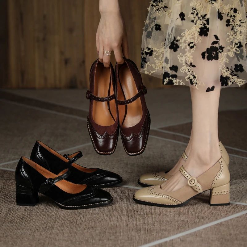 Jenny Dames Leren Pumps - Bruin