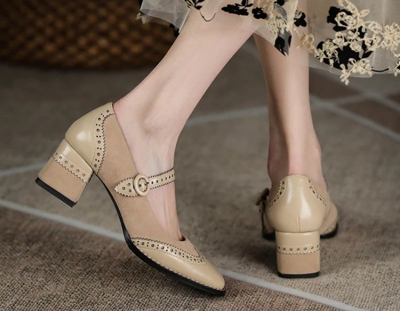 Jenny Dames Leren Pumps - Bruin