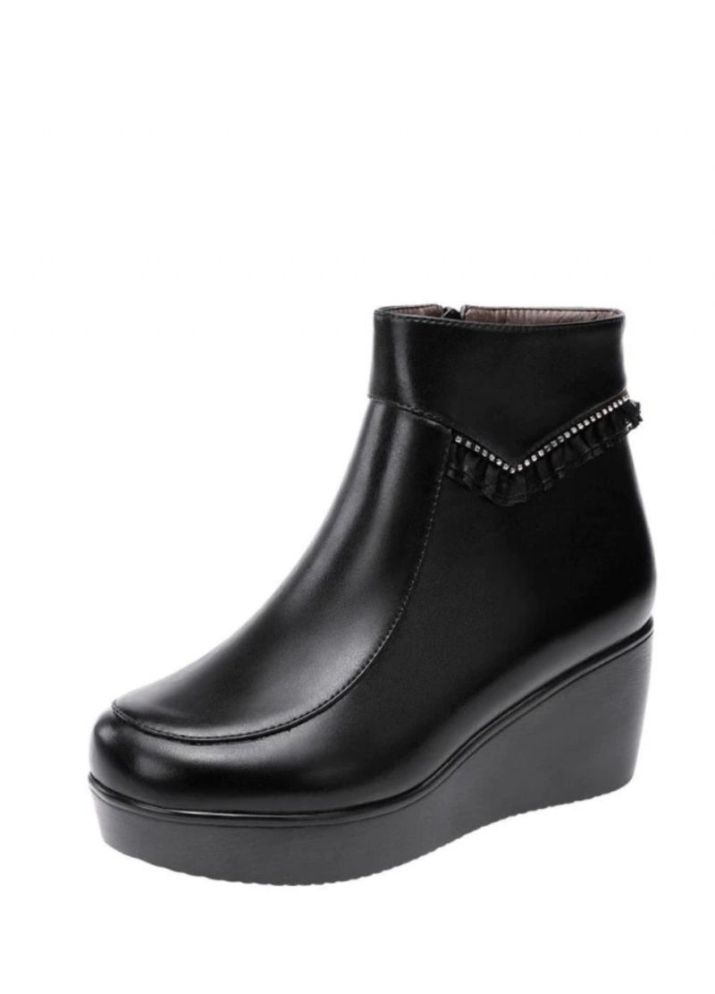 Jimena Dames Zwarte Platform Enkellaarsjes