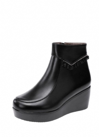 Jimena Dames Zwarte Platform Enkellaarsjes