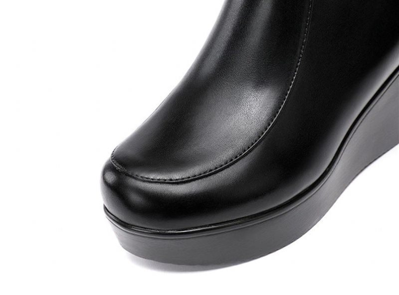 Jimena Dames Zwarte Platform Enkellaarsjes - Zwart