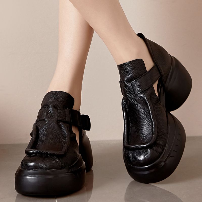 Joe Dames Dikke Zool Platform Schoenen - Zwart