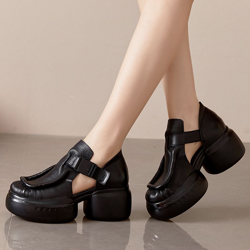 Joe Dames Dikke Zool Platform Schoenen - Zwart