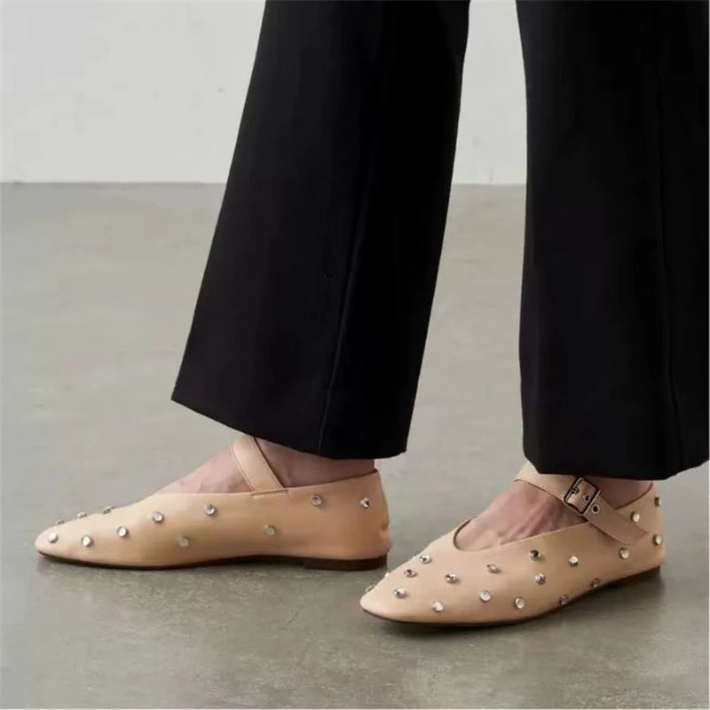 Josefa Dames Gesp Band Platte Schoenen - Zwart