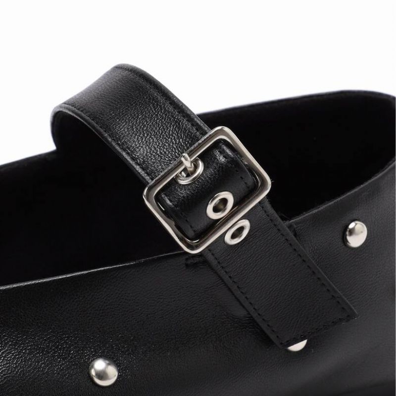Josefa Dames Gesp Band Platte Schoenen - Zwart