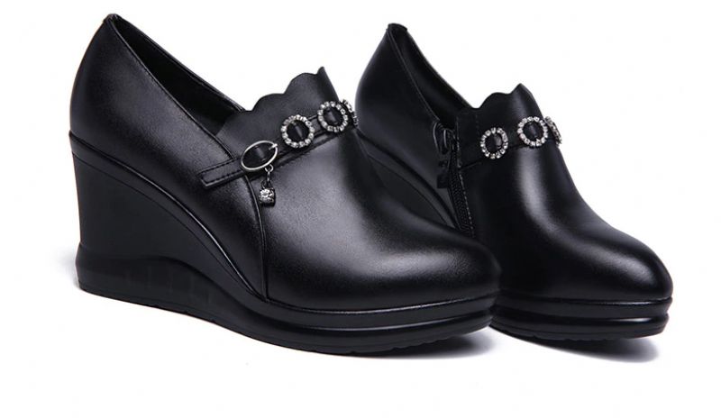 Jovita Dames Platform Schoenen - Bontvoering Zwart