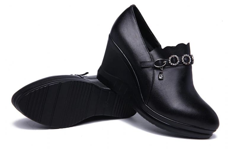 Jovita Dames Platform Schoenen - Bontvoering Zwart
