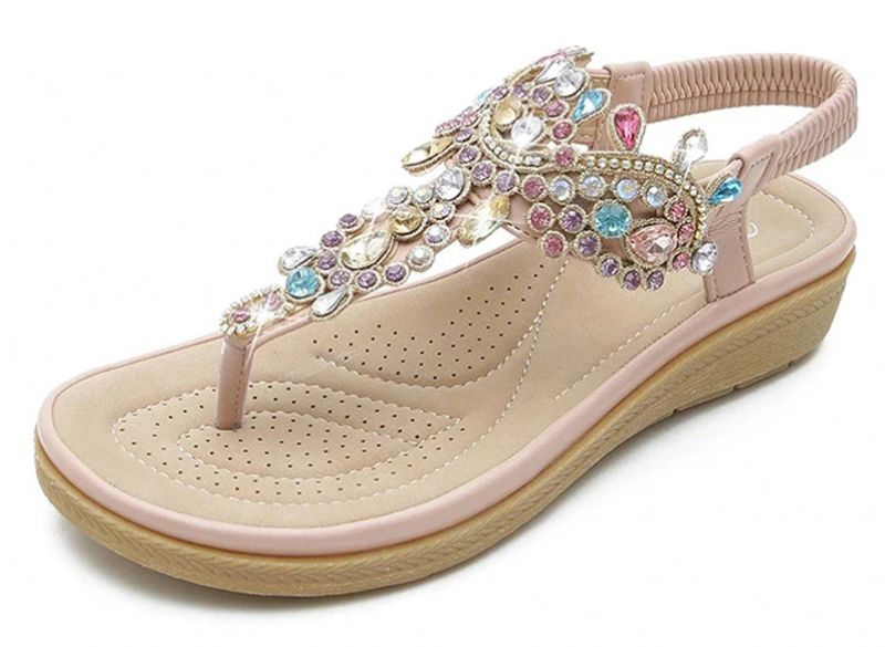 Julia Dames Casual Sandaal Met Strass - Roze