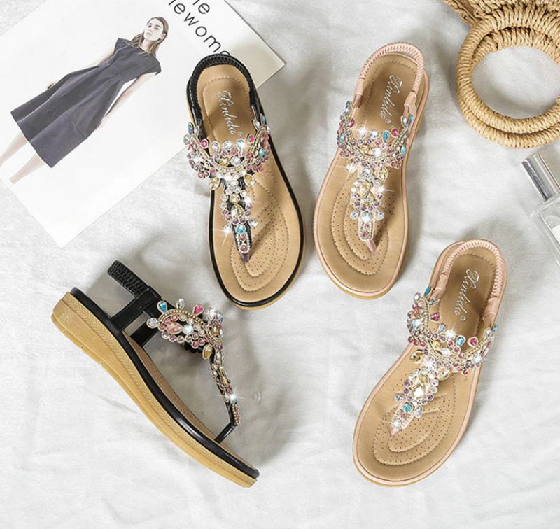 Julia Dames Casual Sandaal Met Strass - Roze