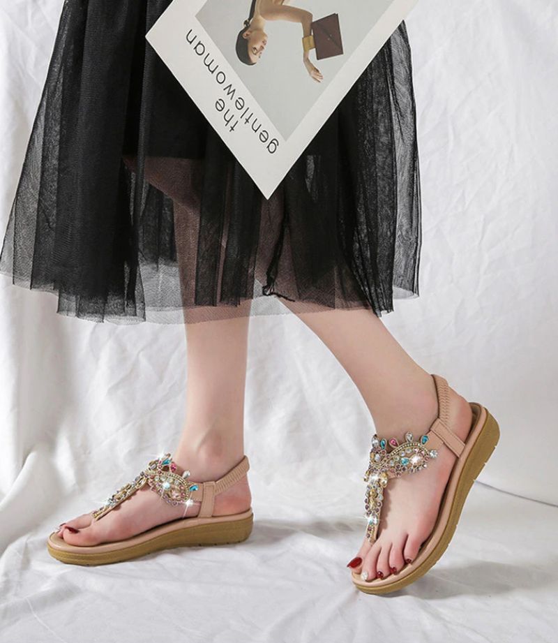 Julia Dames Casual Sandaal Met Strass - Roze