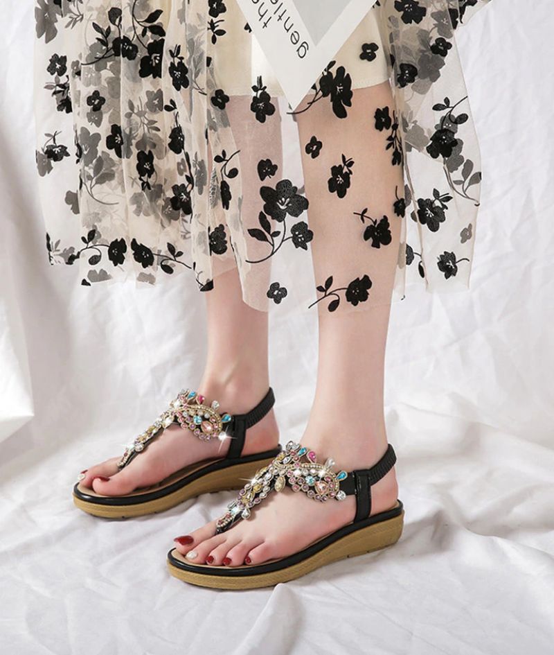 Julia Dames Casual Sandaal Met Strass - Roze