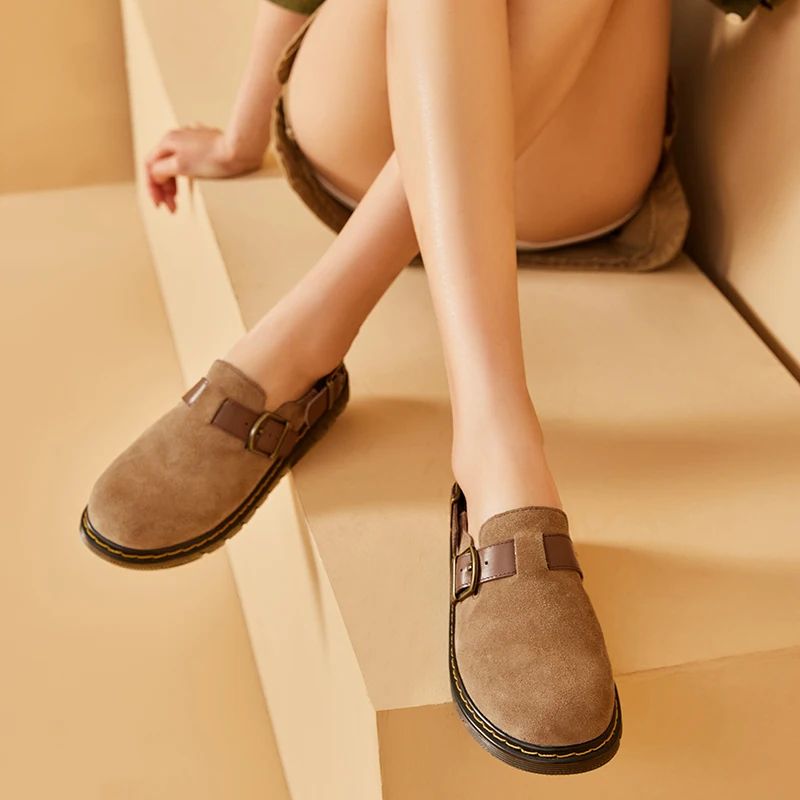 Julia Dames Riem Gesp Leren Sandalen - Bruin