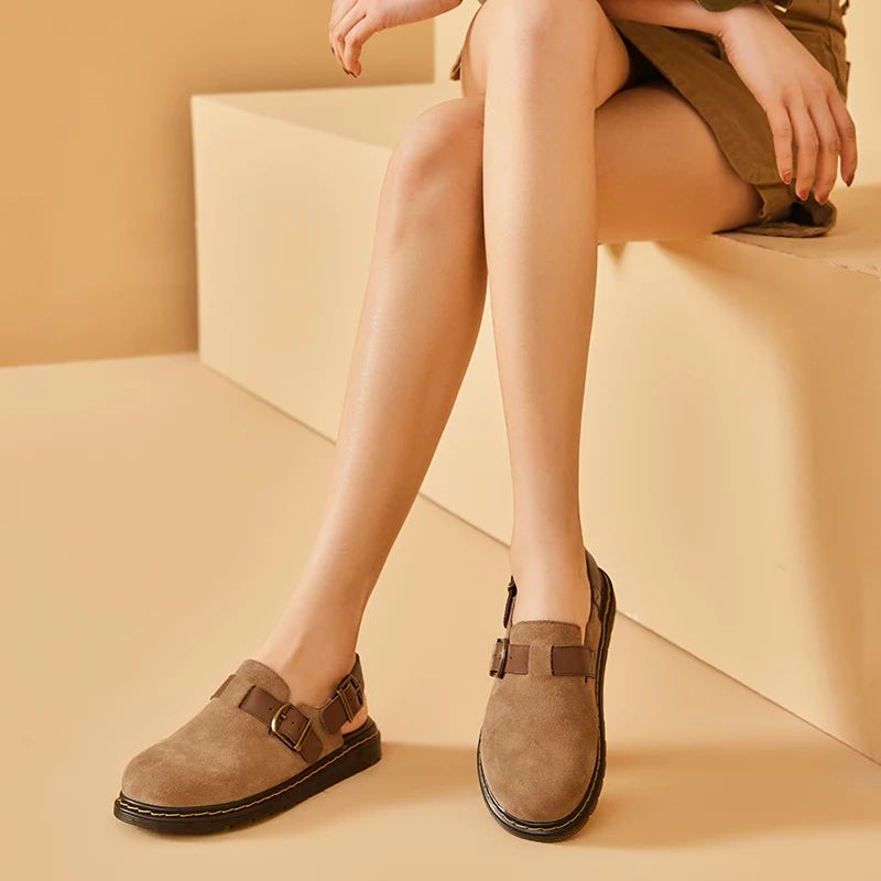 Julia Dames Riem Gesp Leren Sandalen - Bruin