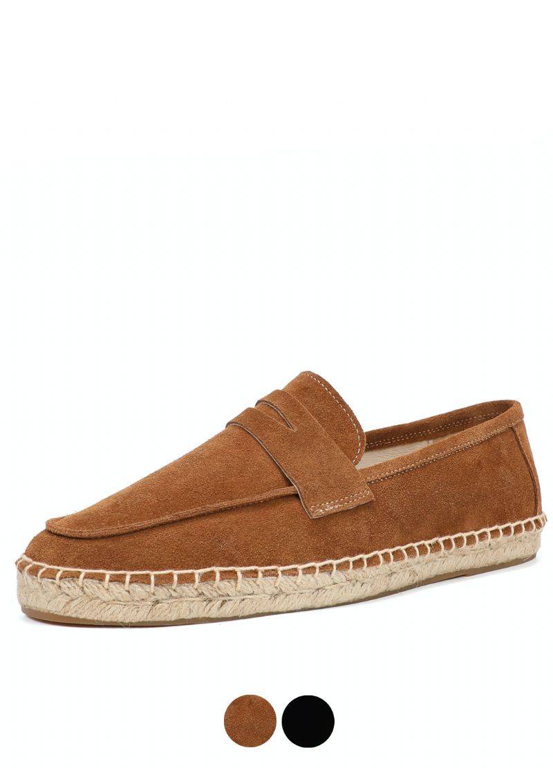 Juliana Jute Platform Suède Loafers Voor Dames