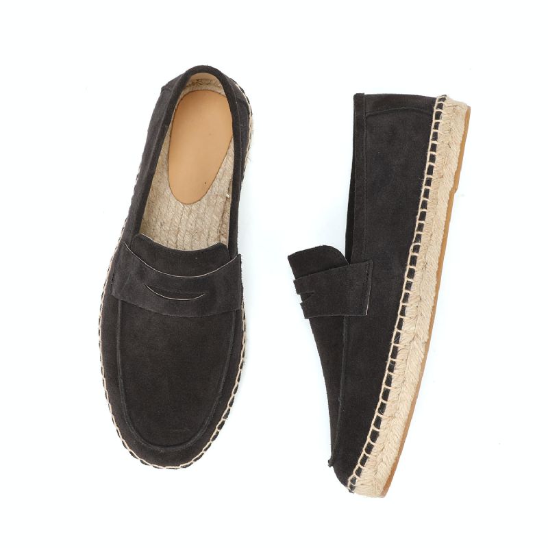 Juliana Jute Platform Suède Loafers Voor Dames - Bruin