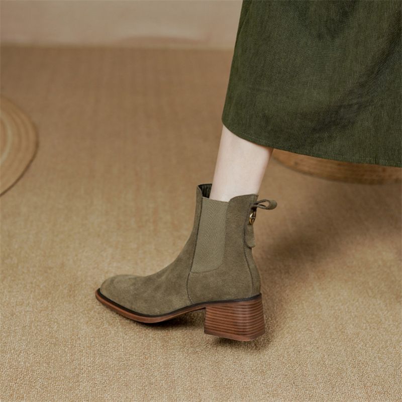 Julie Dames Herfstlaarzen - Khaki Kort Pluche