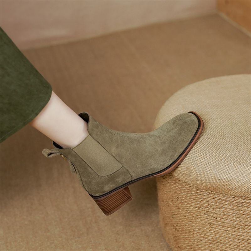 Julie Dames Herfstlaarzen - Khaki Kort Pluche