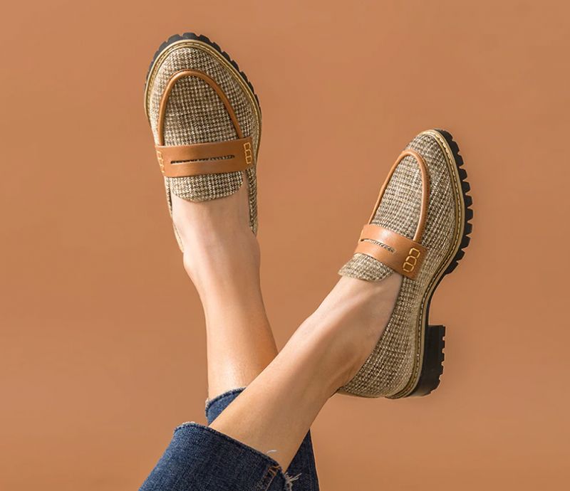 Kaley Damesschoenen Met Platte Leren Loafers - Bruin