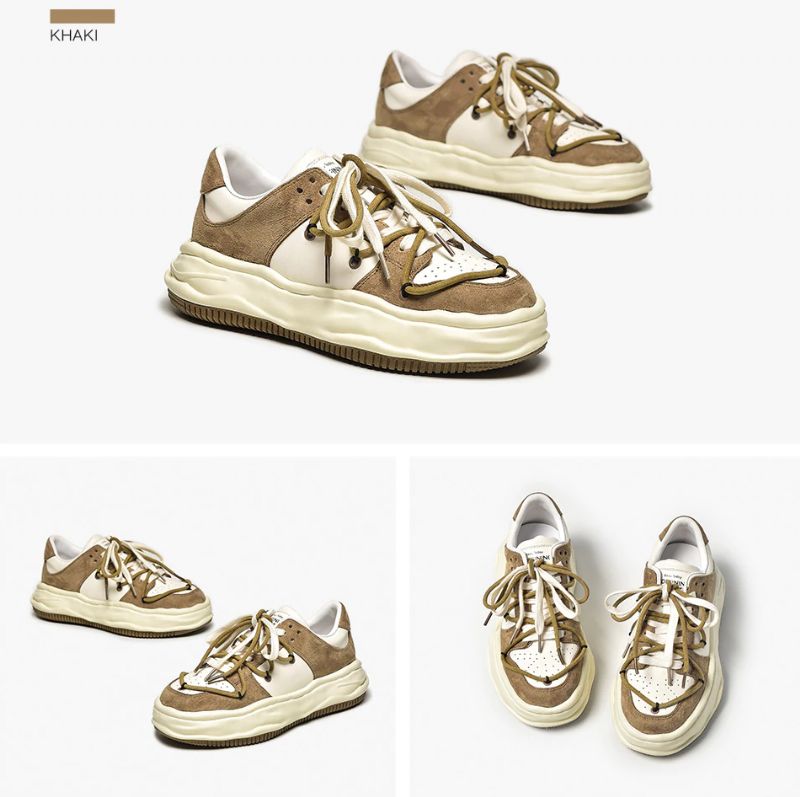 Kalie Dames Veter Platform Sneaker - Khaki