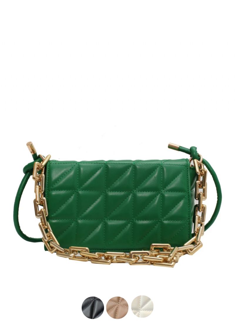 Kamel Dames Handtas Chunky Chain Quilted Leer