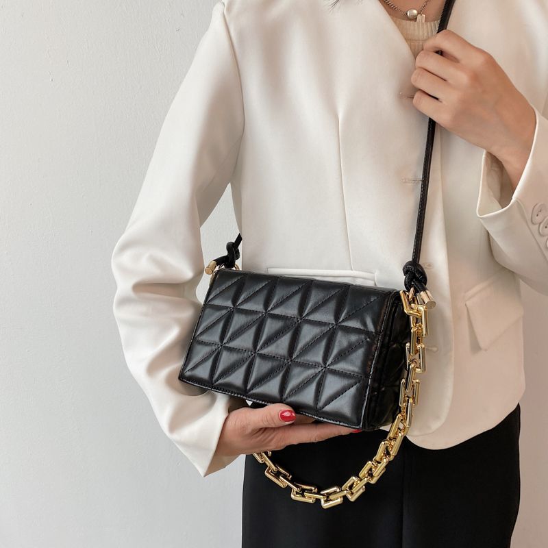 Kamel Dames Handtas Chunky Chain Quilted Leer - Groen