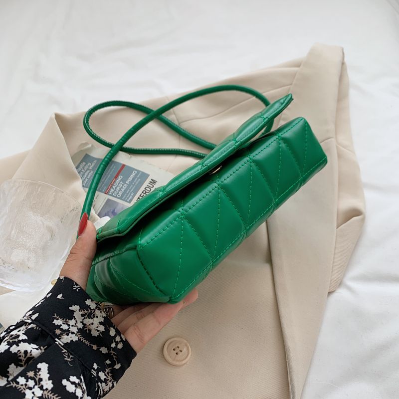 Kamel Dames Handtas Chunky Chain Quilted Leer - Groen