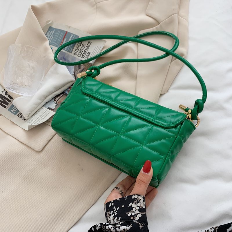 Kamel Dames Handtas Chunky Chain Quilted Leer - Groen