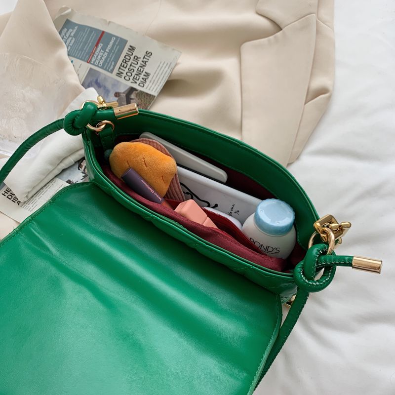 Kamel Dames Handtas Chunky Chain Quilted Leer - Groen
