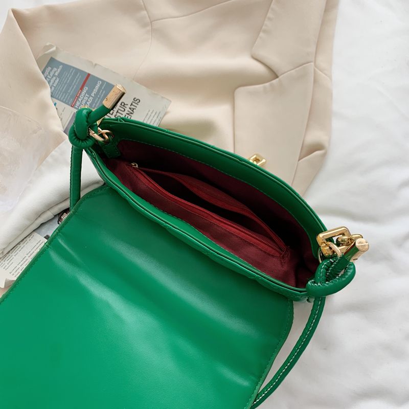 Kamel Dames Handtas Chunky Chain Quilted Leer - Groen
