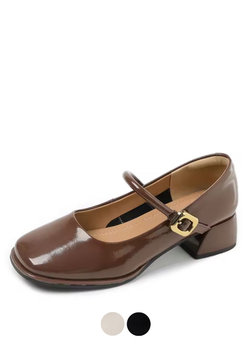 Kamila Dames Ronde Neus Patent Leren Pumps