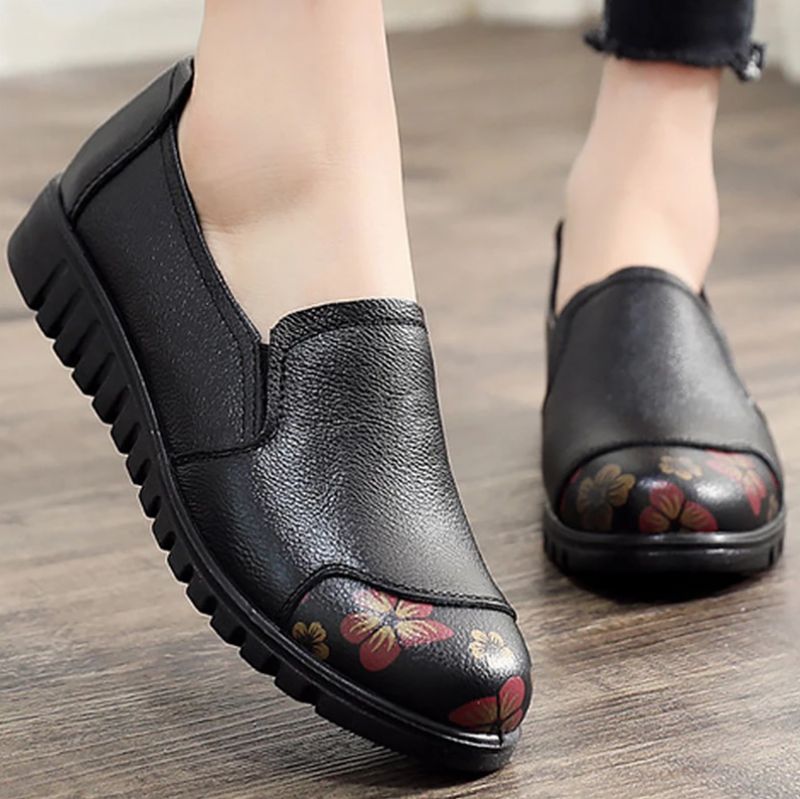 Karolay Dames Loafer - Bloem-Zwart